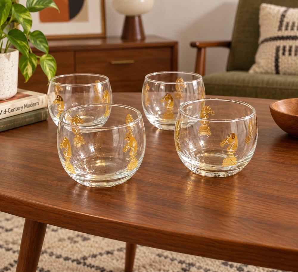 Vintage MidCentury Hickcock 4 Piece Checkmate Martini Set-Excellent